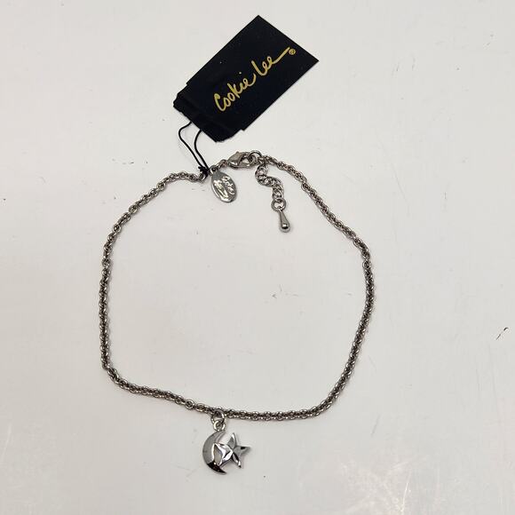 Cookie Lee Silver Tone Charm Chain Anklet Moon Star Adjustable Dainty Celestial - Picture 1 of 4